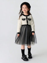 Balabala Balabala Girls' Dress Stylish Princess Dress Autumn Winter Young Girl' Patchwork Mesh Dress